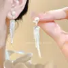 Pendientes Estilo Bohemio con Borlas y Flor Grande de Tul Rosa Estilo Francés para Mujer, Pendientes Exagerados de Alta Gama Estilo Vacacional