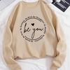 Moletom pulôver com estampa de letras, estilo casual para outono e inverno