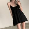 En existencia Corea del Sur Chic Estilo francés Simple Elegante Costura Talla pequeña Parte inferior Ropa exterior Sin mangas Vestido de tirantes Mujeres