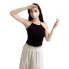 Camisola plisada estilo coreano para mujer, de una pieza, con copa interior y exterior, para uso puro, top sin mangas de moda con espalda cruzada de belleza, ropa interior