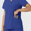 Uniforme de Scrubs Elástico de Manga Corta con Cuello en V para Clínicas Dentales, Salones de Belleza, Quirófanos, Uniformes de Enfermería, Venta al por Mayor de Ropa de Trabajo y Personalización