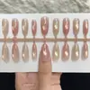 Punto de Polka Melocotón 3.0 Atmósfera Clara Brillo de Agua Manicura Blanqueamiento Suave Francés Uñas Portátiles Removibles Mayoreo