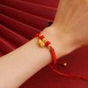 Pulsera de Cuerda Roja Dorada Arena Vietnamita Que No Se Desvanece por Mucho Tiempo, Flor de Loto con Cascabel, Buena Suerte, Ajustable y Tirable, Joyería Artificial de Cobre para Mujer