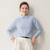 Suéter de cuello alto tipo polo 100% cachemir puro para mujer, de manga larga, color liso, base de punto casual y versátil