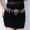 Corrente de Cintura de Moedas Metálicas Estilo Étnico Retrô para Mulheres, Cinto de Cintura Ajustável para Vestido com Design de Coração, Borboleta, Flor e Franja