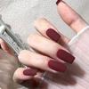 Uñas Postizas Hechas a Mano, Capa Selladora Blanca y Roja, Uñas Prediseñadas, Parches para Uñas, Manicura de Cereza, Uñas Codificadas