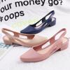 Sandalias Casuales de Moda Nueva para Mujer Estilo Coreano Boca Baja Plástico Plano Hilo de Moler Ropa Exterior Celebridad de Internet Sandalias de Playa de Gelatina