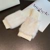 Suede coelho pele meio dedo luvas inverno bonito engrossado estudante frio-prova quente leopardo impressão quente menina luvas de pelúcia
