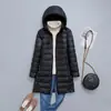 Chaqueta de plumón ligera para otoño e invierno transfronteriza para mujer de longitud media talla grande con capucha desmontable abrigo ultraligero y delgado moda