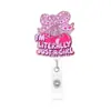 Insignia con Clip Retráctil Rosa Brillante Insignia de Identificación Médica en Inglés En Stock Interesante Clip Acrílico