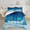 Kit de Textil para el Hogar Navideño con Impresión Digital Cepillada Temu/Jit Transpirable Agradable al Tacto Colcha Funda de Almohada Fábrica de Origen