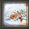 Fun-JD199 Galhos de Inverno Pintados Raposa Pequena Janela de Vidro Decoração de Embelezamento para Casa Adesivo Eletrostático para Janela UV