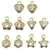 Acero Inoxidable Diamante Blanco Geométrico Corazón Estrella Flor de Ciruelo Hexagonal Colgante Pequeño DIY Collar Pendientes Accesorios de Joyería