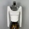 Camiseta Base de Manga Larga Corta para Mujer Moda Dongdaemun Coreana Suave y Amigable con la Piel Sexy que Realza la Figura Cuello en U Ajustada