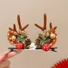 Chifres de Rena de Natal Transfronteiriços Decoração de Árvore Pequena Presilha de Cabelo de Natal Pelúcia Fofa Adereço de Cabeça para Festa de Feriado Acessórios de Cabelo para Meninas