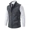 Chaleco de Punto para Hombre con Cuello Alto, Chaleco Suéter sin Mangas, Chaqueta Chaleco Gruesa con Cremallera, Colección Otoño e Invierno 2023 Transfronteriza
