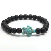 Pulsera de Tortuga con Perlas Redondas de Piedra Natural de 8 mm, Ojo de Tigre, Turquesa, Piedra Volcánica, Pulsera Elástica Personalizada de Moda