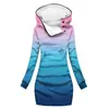 [Procesamiento Personalizado] Gabardina Gruesa de Invierno con Capucha Estilo Europeo y Americano, Impresión Digital 3D para Mujer, Longitud Media