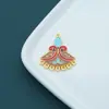 Liga Retro Pingente em Forma de Leque com Gotejamento de Óleo e Vários Pendentes Borboleta com Franjas Brincos Antigos Feitos à Mão Acessórios de Joias para Pulseira