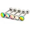 Diretamente do Fabricante, Atacado de Barra de Aço Inoxidável, Argolas Coloridas em Gradiente para Língua e Mamilos, Joias de Piercing Populares para o Comércio Eletrônico