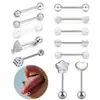 E-commerce Transfronteiriço Mais Vendido Conjunto de 12 Peças de Piercings de Língua, Estrela de Cinco Pontas, Bola Redonda, Conjunto de Joias para Piercing Barbell, Piercings de Língua, Piercings de Mamilo