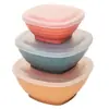 Conjunto de 3 Tigelas Quadradas com Tampa Listras Sortidas PP e Bambu - Lyor