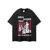 Camiseta de Manga Corta con Estampado de Dibujos Animados Hip Hop Americano Callejero Lavado Viejo para Hombre Marca de Moda Holgada Casual Combinable Camiseta Básica