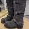 Estación Europea Marrón Botas Vaqueras Western para Mujer 2026 Botas Nuevas Botas Largas Botas de Montar Martin