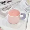 Caneca de leite-fufu para dropshipping com tampa e colher, caneca de café de cerâmica fofa de alto valor para meninas, adequada para casais e uso no escritório