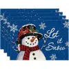 Mantel navideño Temu transfronterizo, mantel de lino de invierno resistente al calor, mantel de lino con estampado de muñeco de nieve a cuadros