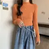Suéter de cuello medio alto para mujer Camisa base interior Otoño e Invierno 2024 Estilo coreano Combinación perfecta Ajustado Manga larga Suéter Top para mujer