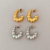Dazan Wholesale En Stock Europeos y Americanos Chapado en Oro Real de 18 Quilates Acero de Titanio Pulido Geométrico Redondo Vintage Pendientes Dorados y Plateados
