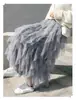 Falda de Malla Elástica de Cintura Alta, Estilo Coreano, de Primavera y Verano, de Moda y Versátil, Adelgazante, con Empalmes Irregulares, de Longitud Media