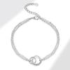 Pulsera de Pareja Inmutable Diseño de Alto Nivel Nicho Hebilla de Doble Anillo Conjunto de Diamantes de Amor Pulsera Versátil para Estudiantes Regalo