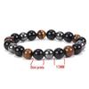 Nova pulseira transfronteiriça de pedra Olho de Tigre, obsidiana, hematita 10mm, joia, pulseira tecida, joia com contas