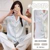 Pijama de seda para mujer de manga corta y pantalón con estampado de osito fresco transfronterizo, ropa para el hogar de primavera y verano que se puede usar al por mayor