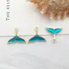 Liga com Gotejamento de Óleo Tubarão Oceânico Estrela do Mar Sereia Golfinho Pingente Pulseira DIY Colar Acessórios de Joias Pingente