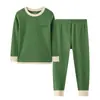 Conjunto de Ropa Interior Térmica para Niños, Capa Base Cálida de Forro Polar para Niñas, Ropa de Otoño y Pantalones, Ropa de Casa para Jóvenes Niños, Pijamas para Niños