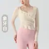 Top Deportivo de Malla Irregular para Mujer con Mangas Largas, Borde Fruncido, Ajuste Delgado, para Yoga, Pilates, Ropa Exterior, con Almohadillas en el Pecho.
