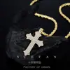 Colgante de Cruz de Plata de Ley de Alta Gama Europea y Americana con Moissanita Hip-Hop Amazon Venta al por Mayor Transfronteriza Fuente Personalizada de Fábrica