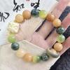 Pulsera de Raíz de Bodhi Verde Esmeralda Tallada Seis Caracteres Proverbios Plato de Estudiante Pulsera para Jugar Dedo Anular Femenino Pulsera Suave de Bodhi Zi Wen para Jugar