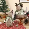 Figuritas de renos tejidas lindas transfronterizas, decoraciones para ventana y mesa de Navidad, adornos navideños creativos