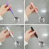 Colher Exquisita de Aço Inoxidável com Cabo Tipo Cerâmica, Colher para Comer Frutas, Colher de Cabo Longo para Misturar Arroz, Colher Pérola de Quatro Cores