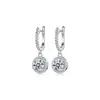 Pendientes Redondos Clásicos Transfronterizos para Mujer Plata de Ley S925 Moda Lujo Ligero Gama Alta Versátiles Para el Trabajo Cielo Estrellado Clips para Orejas