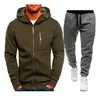 Conjunto de suéter y cárdigan con capucha para hombre, estilo informal, deportivo y fitness, de jacquard, para las cuatro estaciones