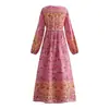 Vestido Casual Solto Boêmio com Estampa e Franjas de Viscose Estilo Europeu e Americano para Mulheres na Primavera 8932