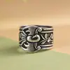 Anel de Dedo Indicador Largo Vintage Elegante de Prata Pura Rei Cervo Dourado Peônia Fênix Ajustável Anel Feminino de Prata Pura Novo Modelo