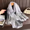 Novo Estilo Lenço Fino de Seda Sintética para Mulheres, Primavera e Verão, Borboleta de Pérola Feita à Mão, Moda de Luxo Leve, Xale Quente Bordado Transfronteiriço