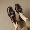 Primavera 2026 Nuevo Estilo Mocasines Planos de Piel de Vaca con Punta Redonda Estilo Retro Zapatos Pequeños de Piel con Lazo Zapatos Casuales para Mujer Talla 40