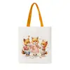 Estampado Animal Acuarela Mujeres Hombres Zorro de Dibujos Animados Informal Gran Capacidad Bolsa de Compras para Adolescentes Bolso Tote de Lona